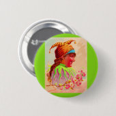 Victoriaans dame jester ronde button 5,7 cm (Voorkant /achterkant)