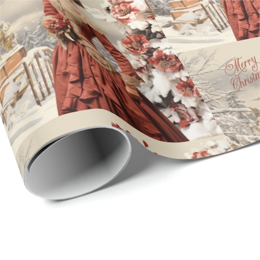 Victoriaans dame kerst cadeaupapier (Rol Hoek)