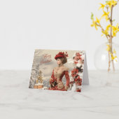 Victoriaans dame kerst kaart (Gele Bloem)