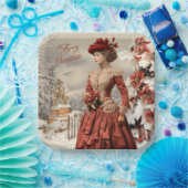 Victoriaans dame kerst papieren bordje (Feest)