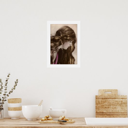 Victoriaans dame, lang haarprofiel poster (Keuken)