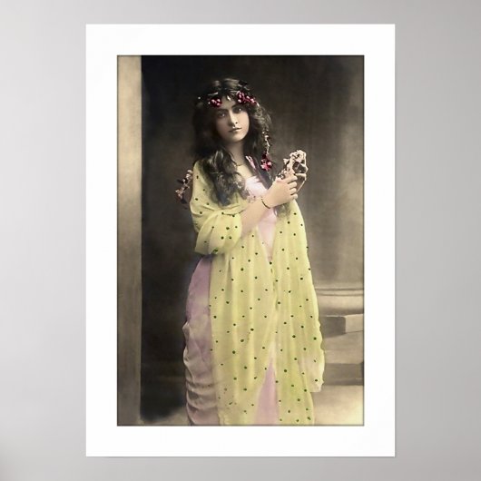 Victoriaans dame, lange haargrond poster (Voorkant)