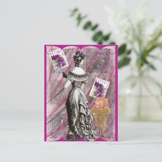 Victoriaans Dame Love Briefkaart (Staand voorkant)