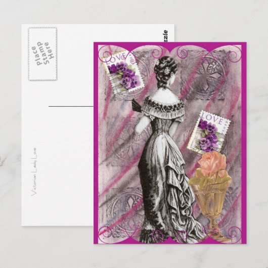 Victoriaans Dame Love Briefkaart (Voorkant / Achterkant)