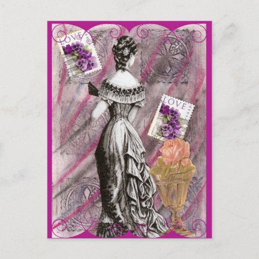 Victoriaans Dame Love Briefkaart (Voorkant)