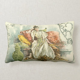 Victoriaans dame met boek uit een tijdschrift uit  kussen