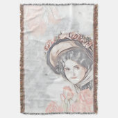  Victoriaans dame met Bonet en rozen Deken (Voorkant Verticaal)