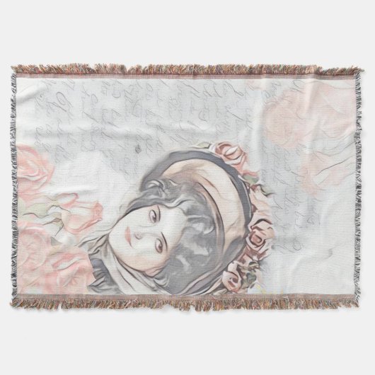  Victoriaans dame met Bonet en rozen Deken (Voorkant)