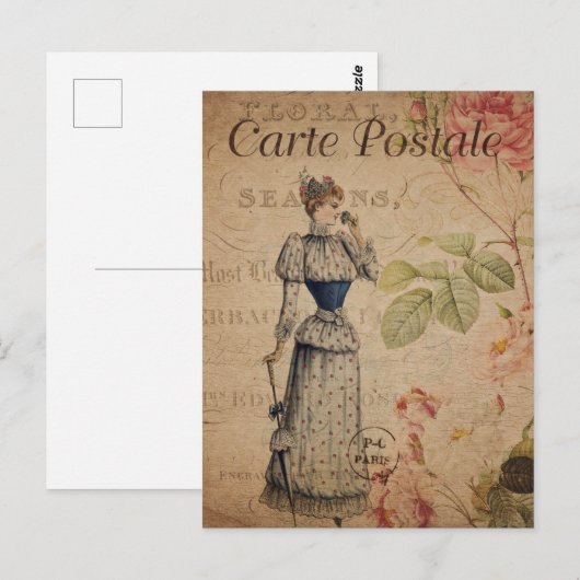 Victoriaans dame met parasol Briefkaart (Voorkant / Achterkant)