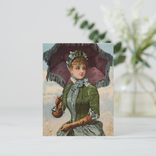  Victoriaans dame met parasol Briefkaart (Staand voorkant)