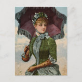  Victoriaans dame met parasol Briefkaart (Voorkant)