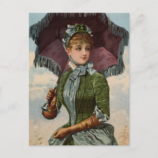  Victoriaans dame met parasol Briefkaart (Voorkant)