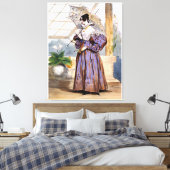 Victoriaans dame met parasol - Elegante tuinkunst  Canvas Afdruk (Insitu (Slaapkamer))