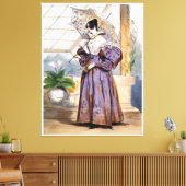 Victoriaans dame met parasol - Elegante tuinkunst  Canvas Afdruk (Insitu (Woonkamer))