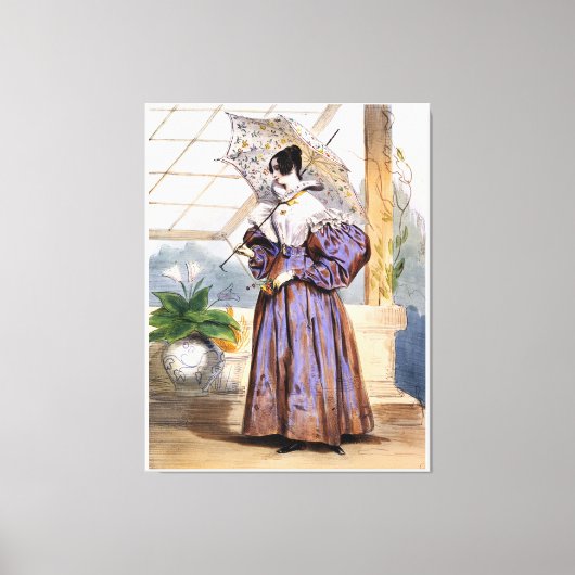Victoriaans dame met parasol - Elegante tuinkunst  Canvas Afdruk (Voorkant)