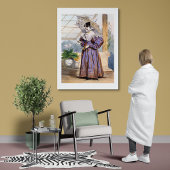Victoriaans dame met parasol - Elegante tuinkunst  Poster