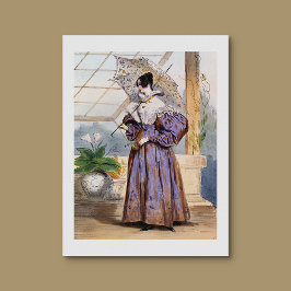 Victoriaans dame met parasol - Elegante tuinkunst  Poster