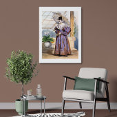 Victoriaans dame met parasol - Elegante tuinkunst  Poster