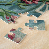 Victoriaans dame met roze bloemen in haar haar haa legpuzzel (Zijkant)