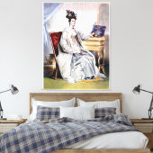 Victoriaans Dame met Sieraden Doos - Elegante Vint Canvas Afdruk (Insitu (Slaapkamer))