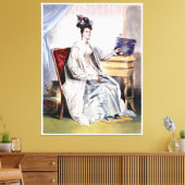 Victoriaans Dame met Sieraden Doos - Elegante Vint Canvas Afdruk (Insitu (Woonkamer))