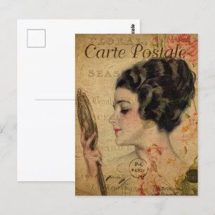 Victoriaans dame met spiegel Briefkaart