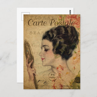  Victoriaans dame met spiegel Briefkaart