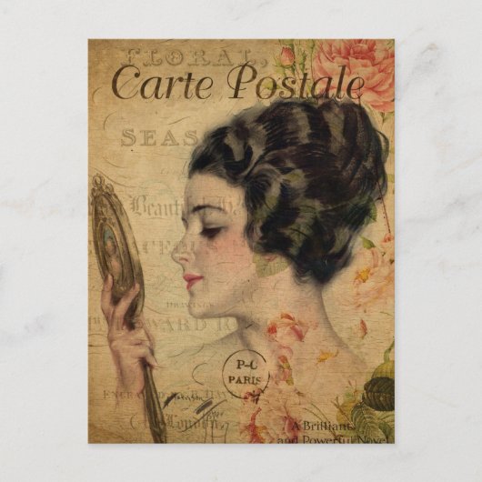 Victoriaans dame met spiegel Briefkaart (Voorkant)