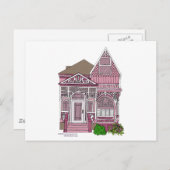 Victoriaans "Dame met verf" - roze Briefkaart (Voorkant / Achterkant)