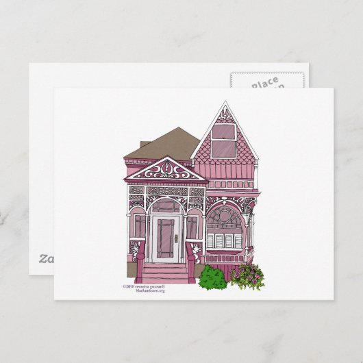 Victoriaans "Dame met verf" - roze Briefkaart (Voorkant / Achterkant)