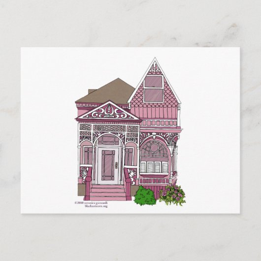 Victoriaans "Dame met verf" - roze Briefkaart (Voorkant)