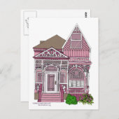 Victoriaans "Dame met verf" - roze Briefkaart (Voorkant / Achterkant)