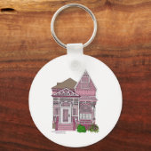 Victoriaans "Dame met verf" - roze Sleutelhanger (Voorkant)