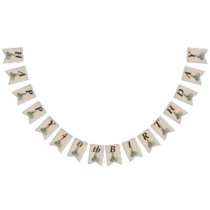 Victoriaans Dame op Fiets Bulldog Verjaardagstan Vlaggetjes