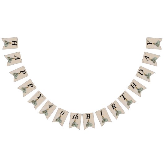 Victoriaans Dame op Fiets Bulldog Verjaardagstan Vlaggetjes (Alle)