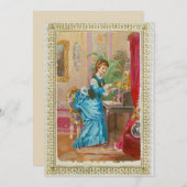 Victoriaans dame op haar schrijfbureau kaart (Voorkant / Achterkant)