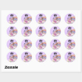 Victoriaans Dame  Paarse Kleine Ronde Stickers (Vel)