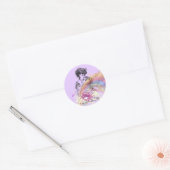 Victoriaans Dame  Paarse Kleine Ronde Stickers (Envelop)