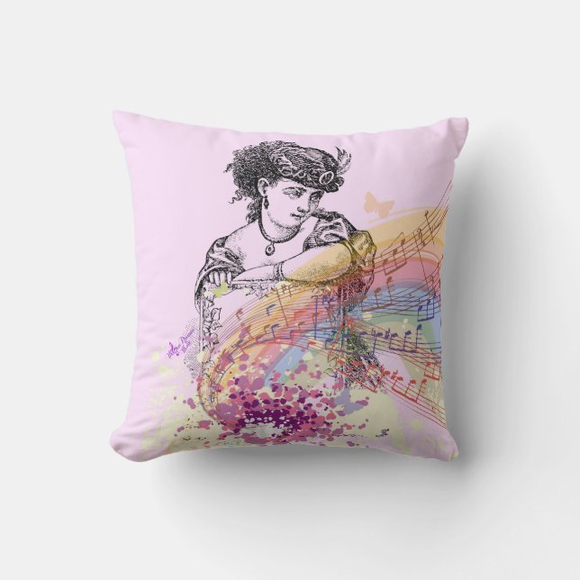 Victoriaans dame PrettyPink ColorSplash Pillow Kussen (Voorkant)
