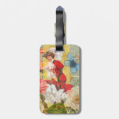 Victoriaans dame vrouw plezier vervoer bagagelabel (Achterkant verticaal)