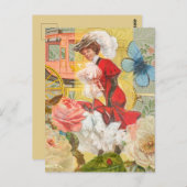 Victoriaans dame vrouw plezier vervoer briefkaart (Voorkant / Achterkant)
