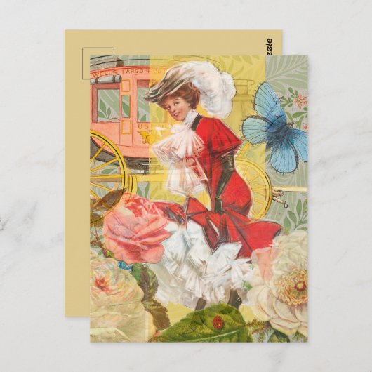 Victoriaans dame vrouw plezier vervoer briefkaart (Voorkant / Achterkant)