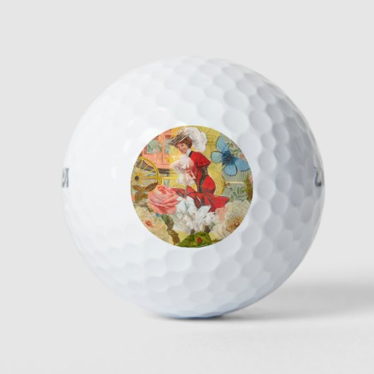 Victoriaans dame vrouw plezier vervoer golfballen (Voorkant)