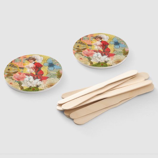 Victoriaans dame vrouw plezier vervoer handwaaier (Niet-gemonteerd)