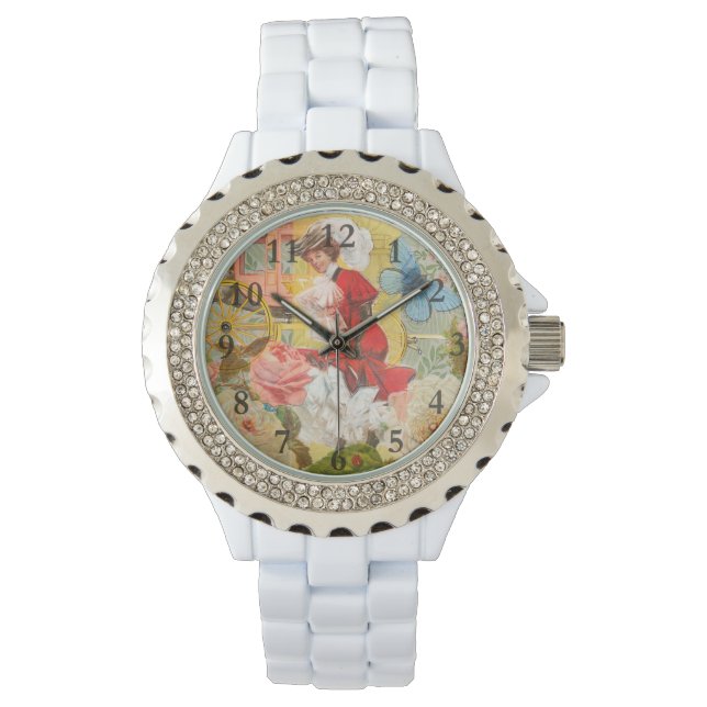 Victoriaans dame vrouw plezier vervoer horloge (Voorkant)