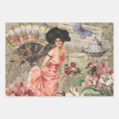 Victoriaans dame vrouw plezier vervoer inpakpapier vel (Voorkant 2)