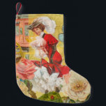 Victoriaans dame vrouw plezier vervoer kleine kerstsok<br><div class="desc">Een mooie Victoriaans vrouw met een wachtende koets,  met bloemen en een vlinder - deze grillige en prachtige sprookjescollage heeft met bloemen,  een vlinder,  een ouderwetse koets en veel prachtige kleur!</div>
