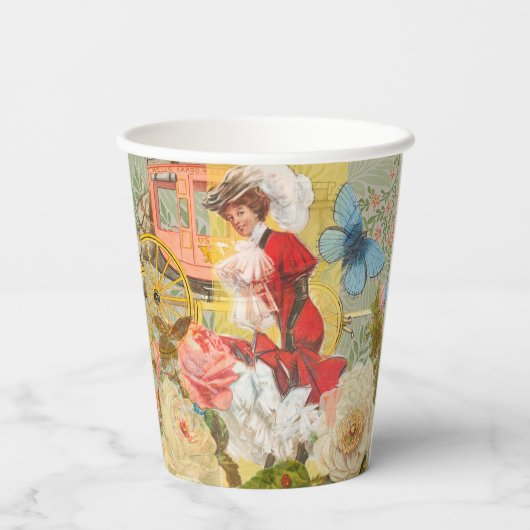 Victoriaans dame vrouw plezier vervoer papieren bekers (Achterkant)