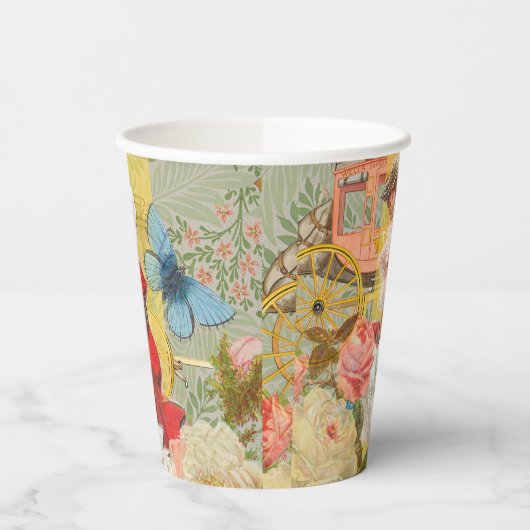 Victoriaans dame vrouw plezier vervoer papieren bekers (Links)