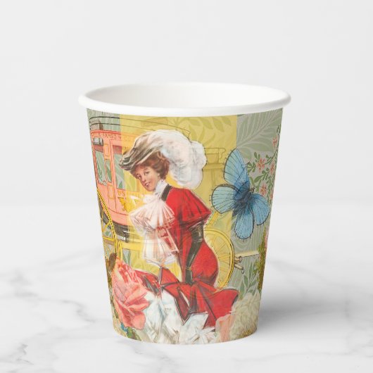 Victoriaans dame vrouw plezier vervoer papieren bekers (Voorkant)